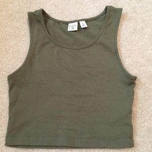 Army green crop tank top